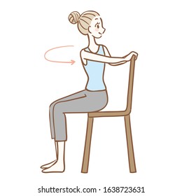 Stretching while sitting in a chair