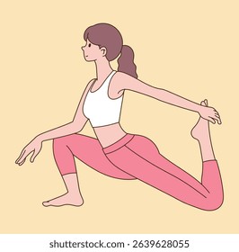 a stretching woman. minimal line illustration.	
