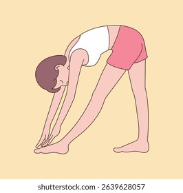 a stretching woman. minimal line illustration.	
