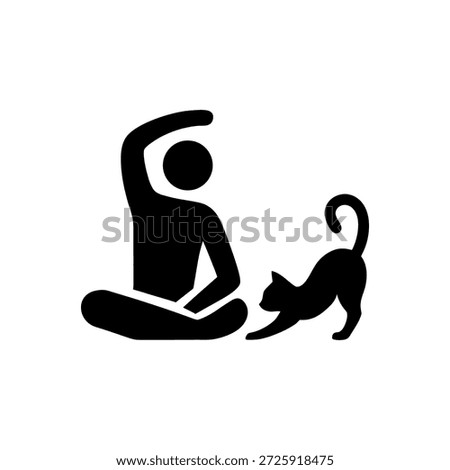 Stretching Yoga With Cat Icon Isolated On White Background