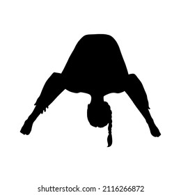 Stretching yogi girl silhouette. Yoga asana enhancing flexibility. Vector illustration isolated on white background