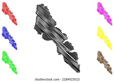 Streymoy island (Faroes, Faeroes, Faroe Islands, Kingdom of Denmark) map vector illustration, scribble sketch Stromo map