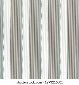 Striated parallel bands, in brown, blue and white colors, alternately positioned. Retro textile pattern. Tarpaulin texture. Upholstery. Vector illustration.
