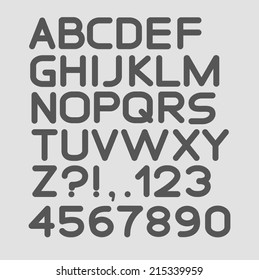 Strict alphabet rounded. Isolated on white. Bold. Vector illustration