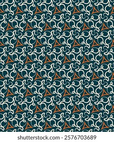 Strict beautiful seamless pattern with curls. Vector illustration for print, fabric, cover, packaging, interior decor, blog decoration and other your projects.