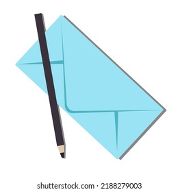 sobre azul estricto con lápiz, cerrado, vector
