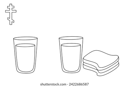 Strict days of Lent, when only water or bread and water are allowed in food. Vector illustration. Images produced without the use of any form of AI software at any stage. 