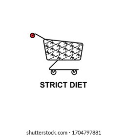 A strict diet the logo. Supermarket cart logo. Diet logo on white background