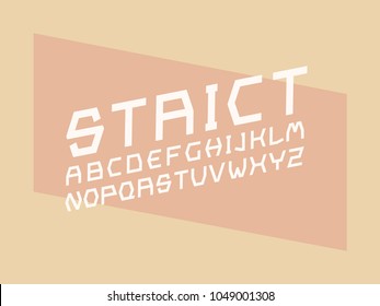  Strict italic font. Vector alphabet letters. Typeface design. 