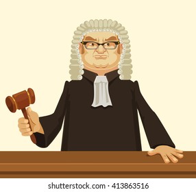 Strict judge. Vector flat cartoon illustration