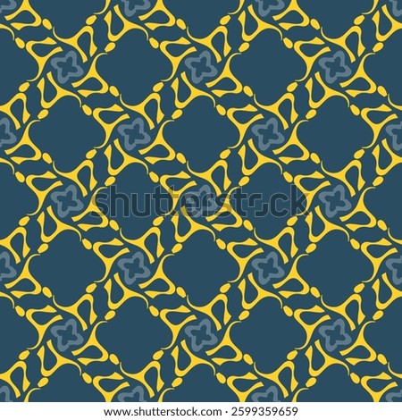 Strict lattice art seamless pattern. Overlapping art forms, stripes, polygons, segments are grouped and arranged in a certain order. Vector. 
