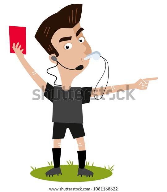 Strict Looking Cartoon Football Referee Headset Stock Vector (Royalty ...