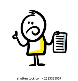 Strict Man Tells The Rules And Shows The List In His Hand. Vector Illustration Of Adult Teacher.