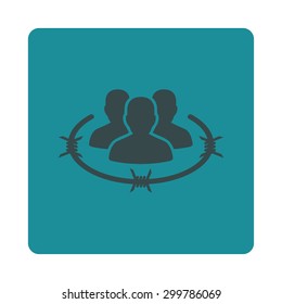 Strict management icon. Vector style is soft blue colors, flat rounded square button on a white background.