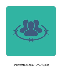 Strict management icon. Vector style is cobalt and cyan colors, flat rounded square button on a white background.