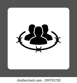 Strict management icon. Vector style is black and white colors, flat rounded square button on a gray background.