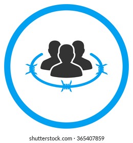 Strict Management vector icon. Style is bicolor flat circled symbol, blue and gray colors, rounded angles, white background.