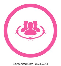 Strict management vector icon. This rounded flat symbol is drawn with pink color on a white background.