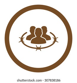 Strict management vector icon. This rounded flat symbol is drawn with brown color on a white background.