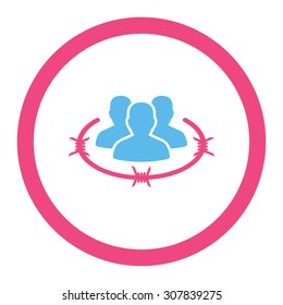 Strict management vector icon. This rounded flat symbol is drawn with pink and blue colors on a white background.