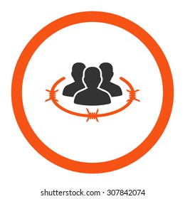 Strict management vector icon. This rounded flat symbol is drawn with orange and gray colors on a white background.