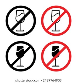 Strict No Alcohol Zone. Wine and Beer Consumption Ban. Beverage Prohibition Alert Sign