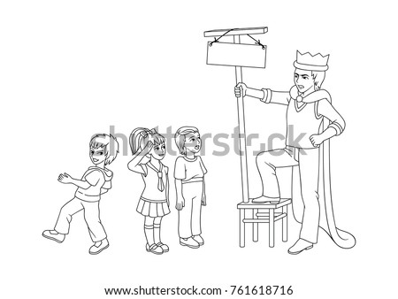 A strict parent gives instructions to children. The girl listens attentively and calmly. The boy listens intently, is afraid of punishment or censure. The second boy runs away, unwilling to listen.