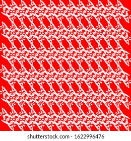Strict pattern of white squiggles and red ropes on a monochrome background.