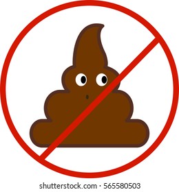 Strict prohibition of pollution. Turd flat style icon