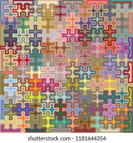 Strict puzzle pattern, developed into colorful, decorative modern pattern