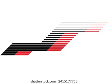 Strict Red and black striped vector pattern for sports cars, motorcycles, boats, SUVs, toys, sportswear. Car body sticker, racing pattern. Sports design element.