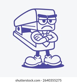 A strict stapler office boss character with an authoritative stance, ideal for office or work-related illustrations.