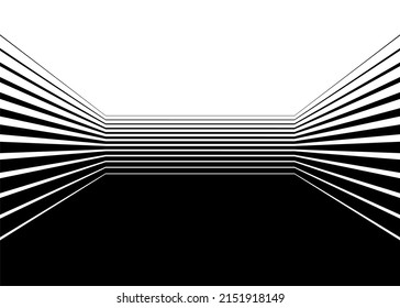 Strict striped transition from black to white with abstract broken lines. Modern pattern. Vector background