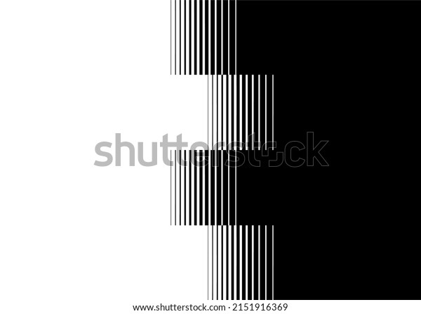 Strict striped\
transition from black to white in abstract forms with thin lines.\
Modern pattern. Vector\
background