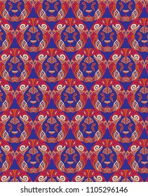strict stylish seamless pattern with the image of the lion's head, from a large set of branded printing, can be used for decoration of fabric, textiles, Wallpaper and other design