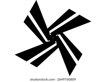 Strict Vector swirl pattern of broken black lines on a white background. Sporty Design Element, Striped vector background for covers, flyers, advertising. Knife, propeller