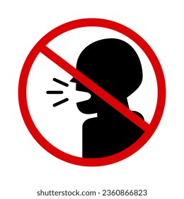 Strictly no speaking icon. Please do not speak loudly. Vector.