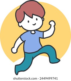 Strides of Joy Boy on the Move Vector Art. Perfect for children's publications, educational materials, or any project aimed at capturing the innocence and zest of youth.