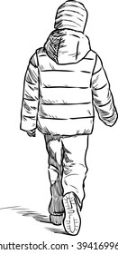 striding little boy