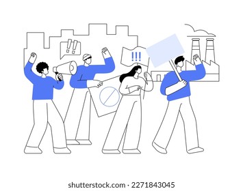 Strike action abstract concept vector illustration. Anti globalism action, labor union movement strike, employees stop working, industry blockage, stoppage, salary dispute abstract metaphor.