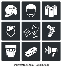 Strike after killing Feruson Vector Isolated Flat Icons Set