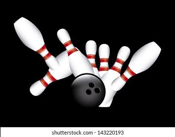 strike bowling over black background vector illustration