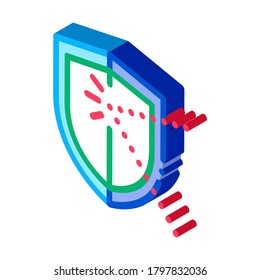 paro para el vector de icono de defensa. ataque isométrico por signo de defensa. ilustración de símbolo aislado de color