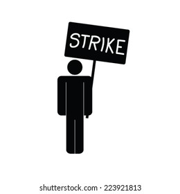 strike icon with black man vector illustration on a white