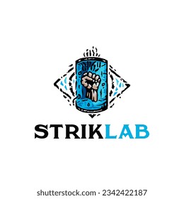 Strike lab or fist logo design for teaching material arts vector