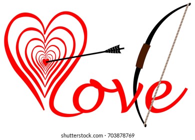 Strike in love, in the middle of the heart, bow with arrow