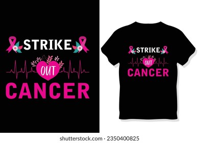 strike out cancer, breast cancer awareness t shirt design
