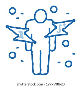 strikes on human immunity sketch icon vector. Hand drawn blue doodle line art strikes on human immunity sign. isolated symbol illustration