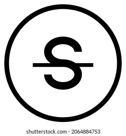 strikethrough Icon. Flat style Circle Shape isolated on white background. Vector illustration