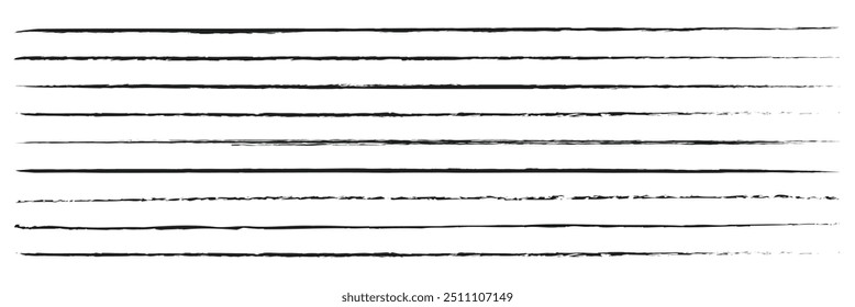 Strikethrough lines collection. Set of hand drawn freehand emphasis elements, underline, marker or ball pen line, crossed scribble stripe. Vector illustration. EPS 10